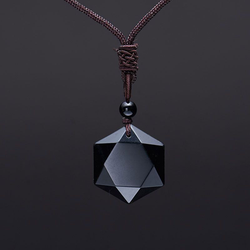 Colar Hexagonal - Obsidiana Negra