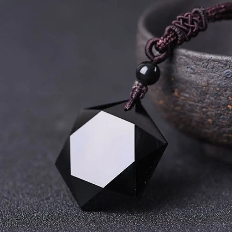 Colar Hexagonal - Obsidiana Negra